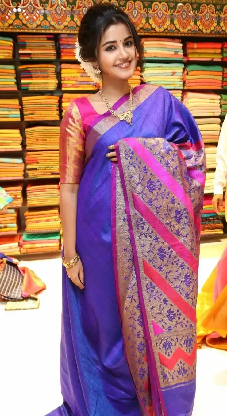 Anupama Parameswaran In Traditional Yellow Pattu Saree